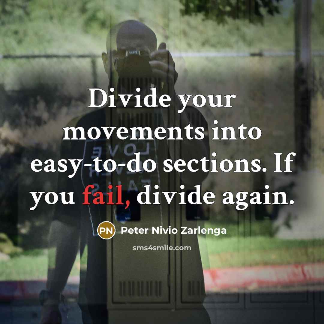 “Divide your movements into easy-to-do sections. If you fail, divide…” quote by Peter Nivio Zarlenga