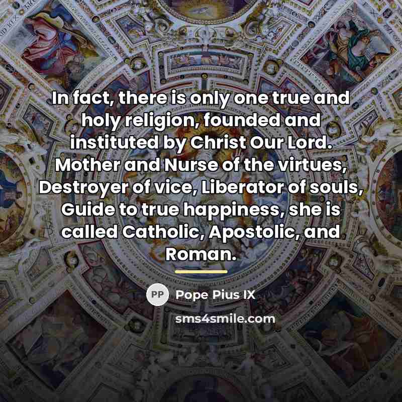 “In fact, there is only one true and holy religion,…” quote by Pope Pius IX