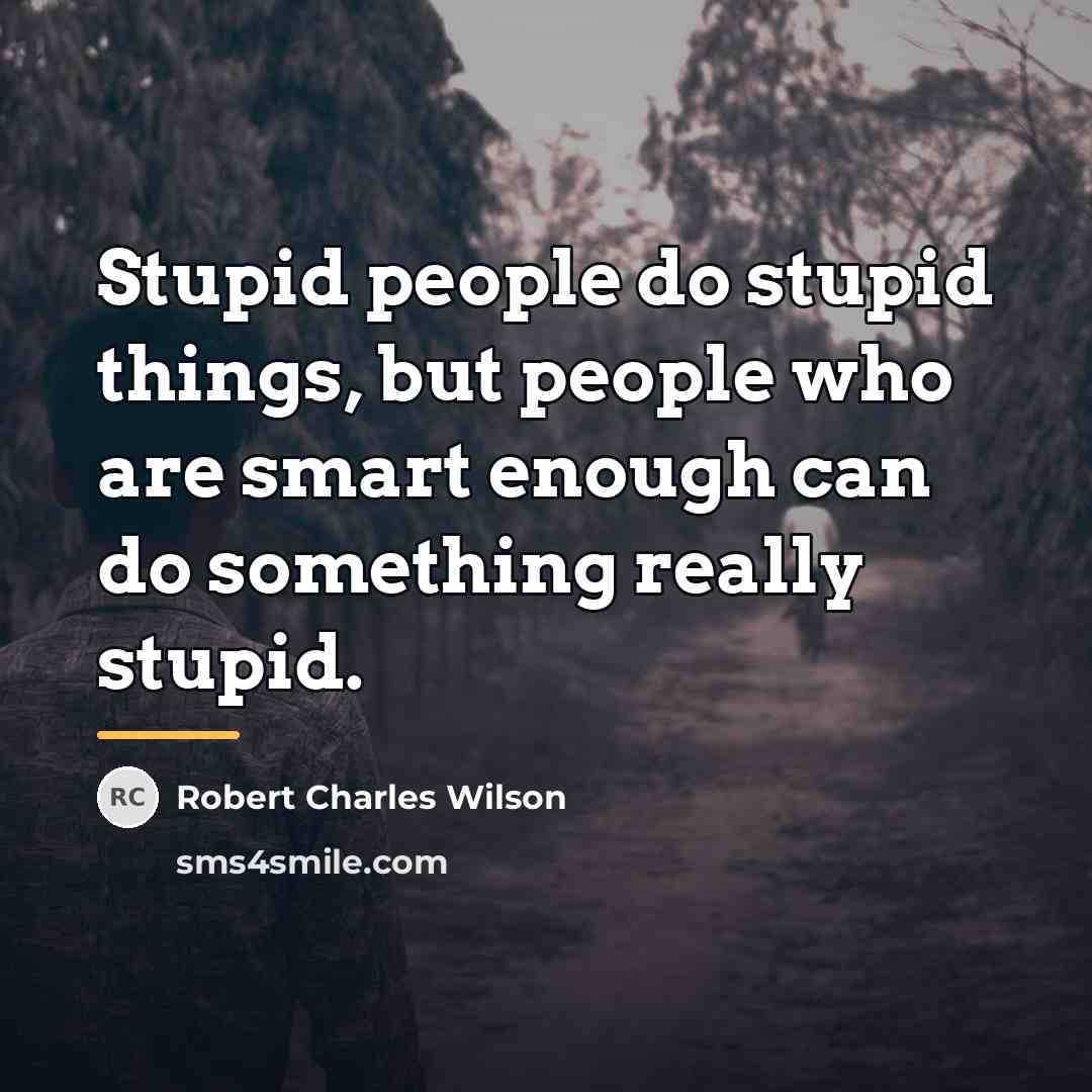 “Stupid people do stupid things, but people who are smart…” quote by Robert Charles Wilson