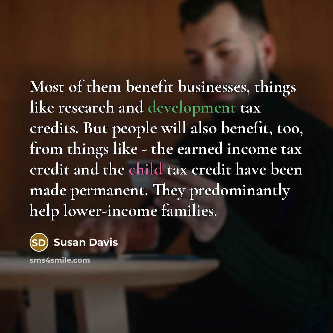 “Most of them benefit businesses, things like research and development…” quote by Susan Davis