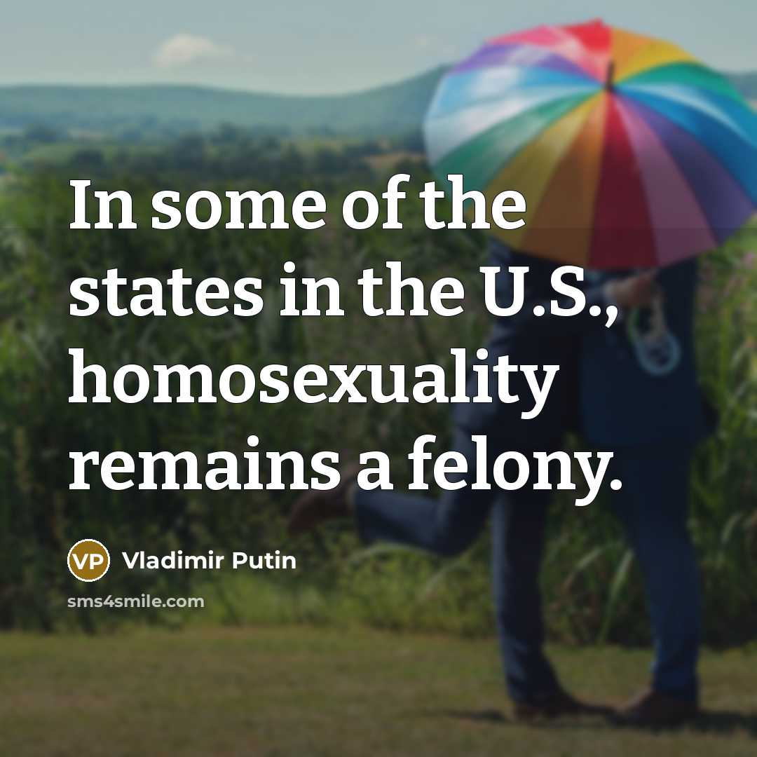 “In some of the states in the U.S., homosexuality remains…” quote by Vladimir Putin
