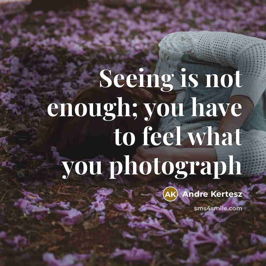 “Seeing is not enough; you have to feel what you…” quote by Andre Kertesz