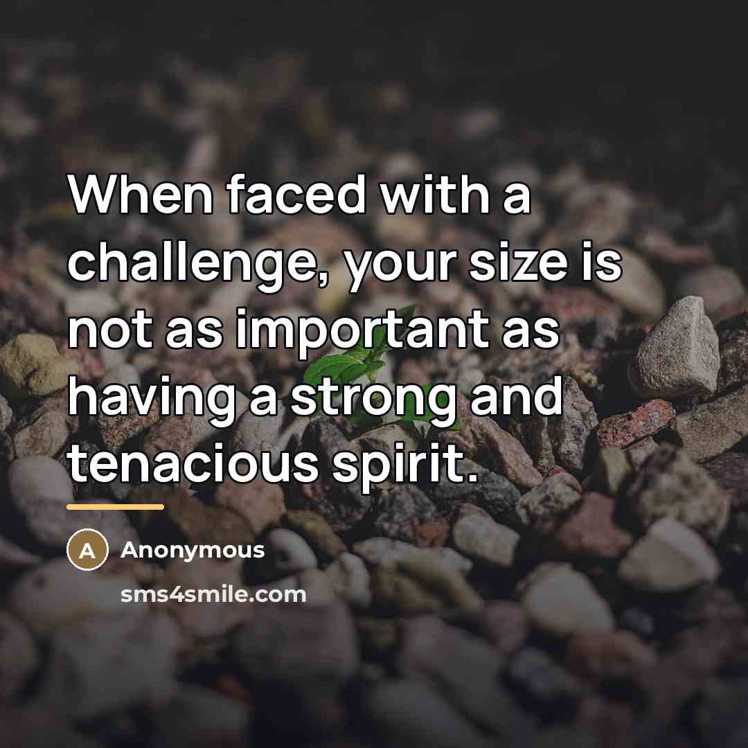 “When faced with a challenge, your size is not as…” quote by Anonymous