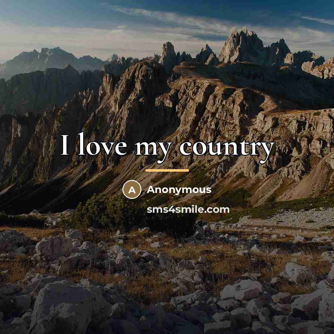 “I love my country…” quote by Anonymous