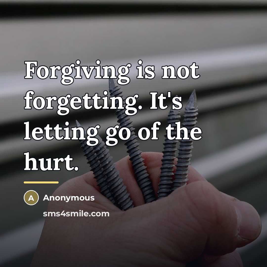 “Forgiving is not forgetting. It's letting go of the hurt.…” quote by Anonymous