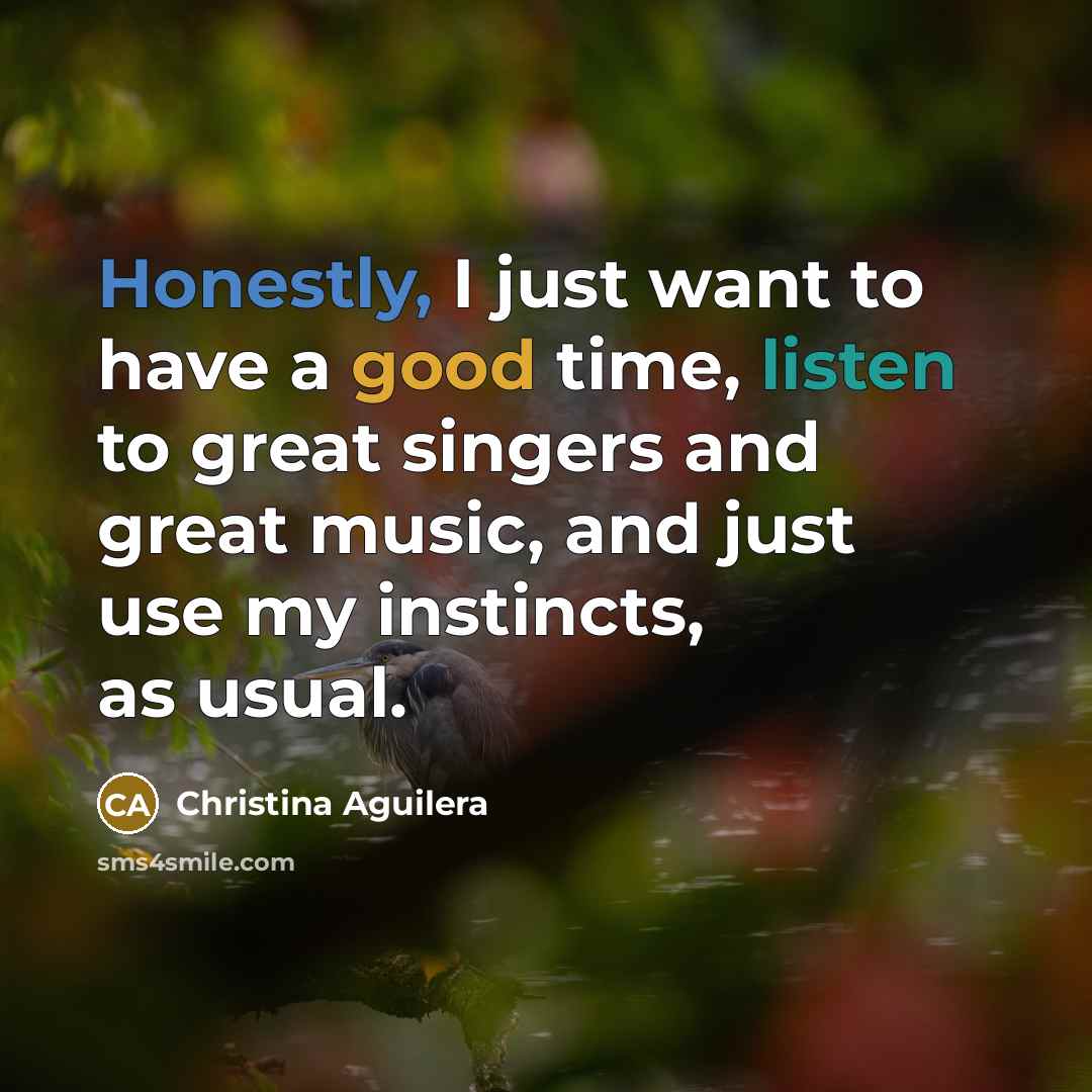 “Honestly, I just want to have a good time, listen…” quote by Christina Aguilera