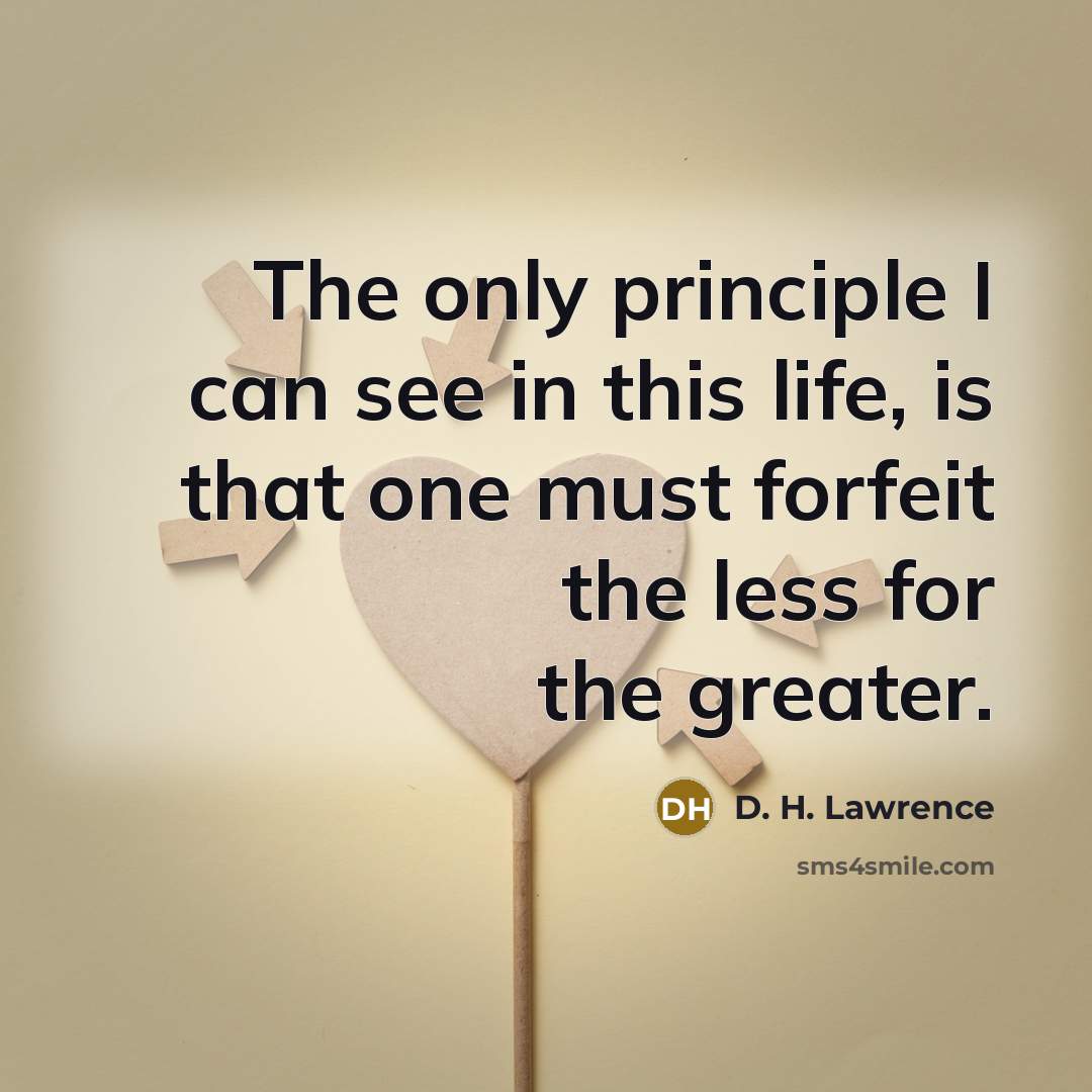“The only principle I can see in this life, is…” quote by D. H. Lawrence