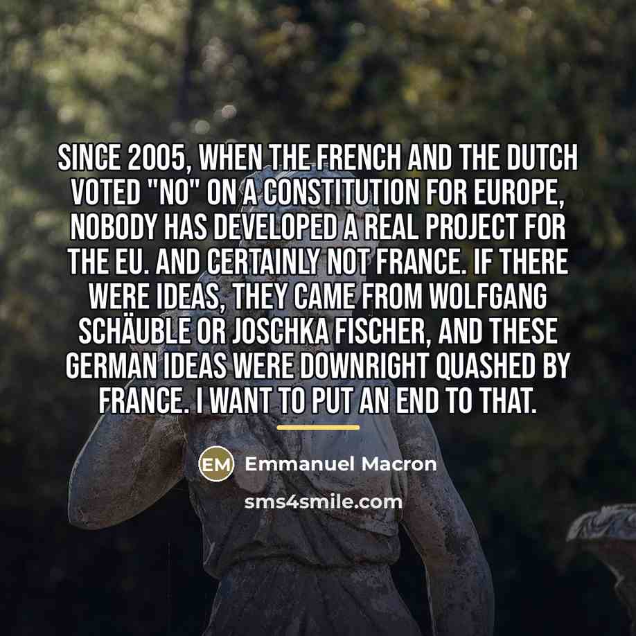 “Since 2005, when the French and the Dutch voted "no"…” quote by Emmanuel Macron