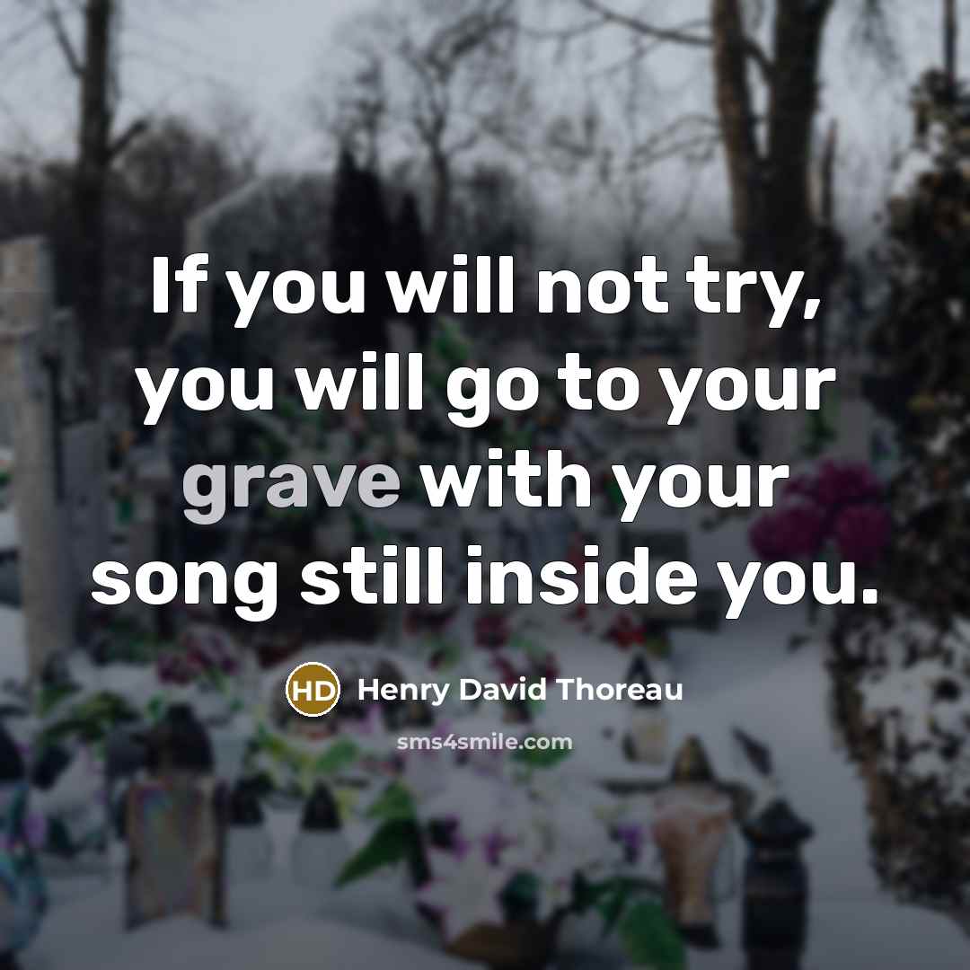 “If you will not try, you will go to your grave with your song still inside you.” quote by Henry David Thoreau