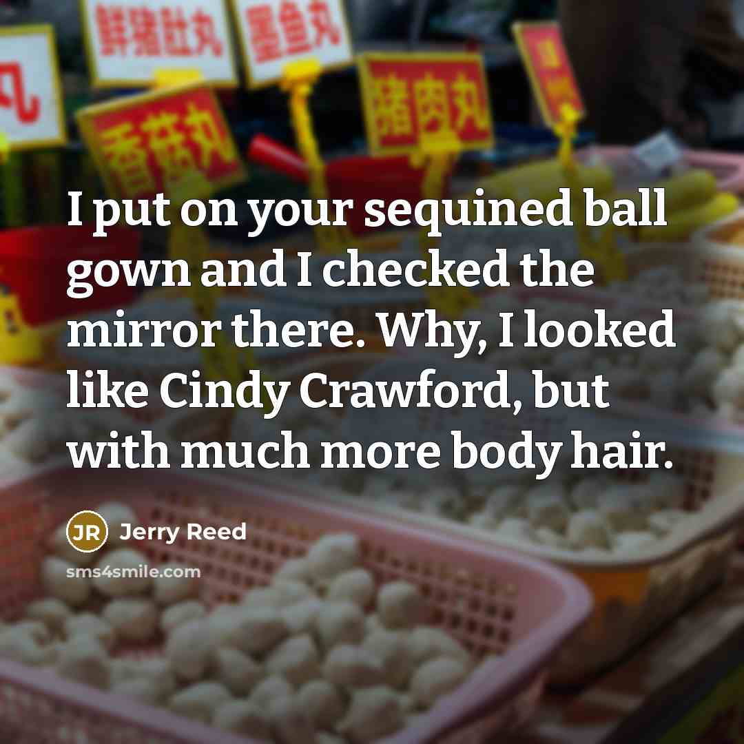 “I put on your sequined ball gown and I checked…” quote by Jerry Reed