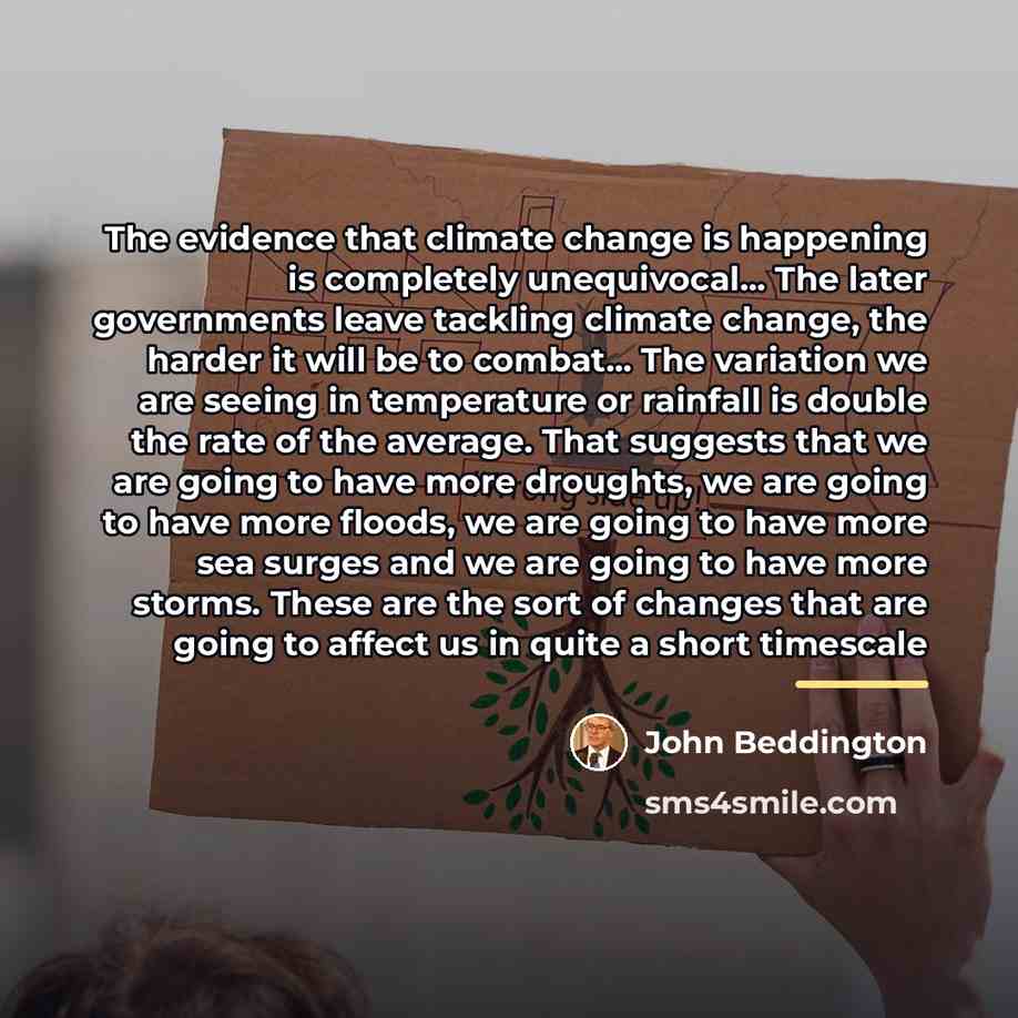 “The evidence that climate change is happening is completely unequivocal...…” quote by John Beddington