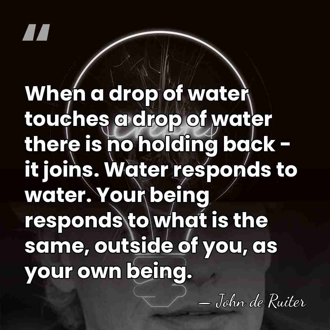When a drop of water touches a drop of water there is&hellip; - John de Ruiter