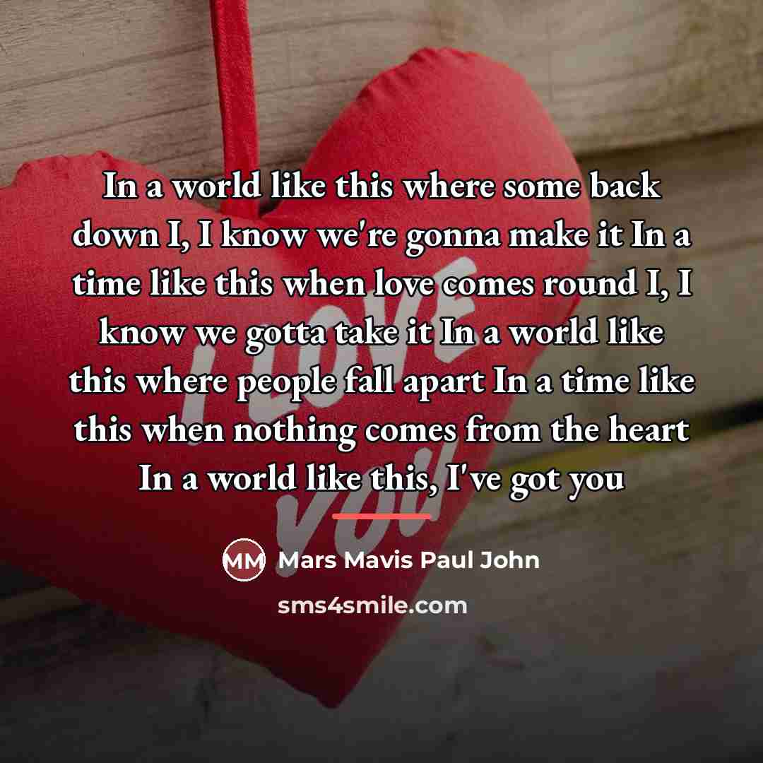 “In a world like this where some back down I,…” quote by Mars Mavis Paul John