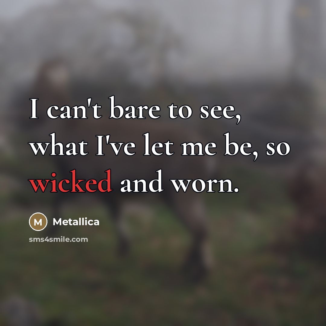 “I can't bare to see, what I've let me be,…” quote by Metallica