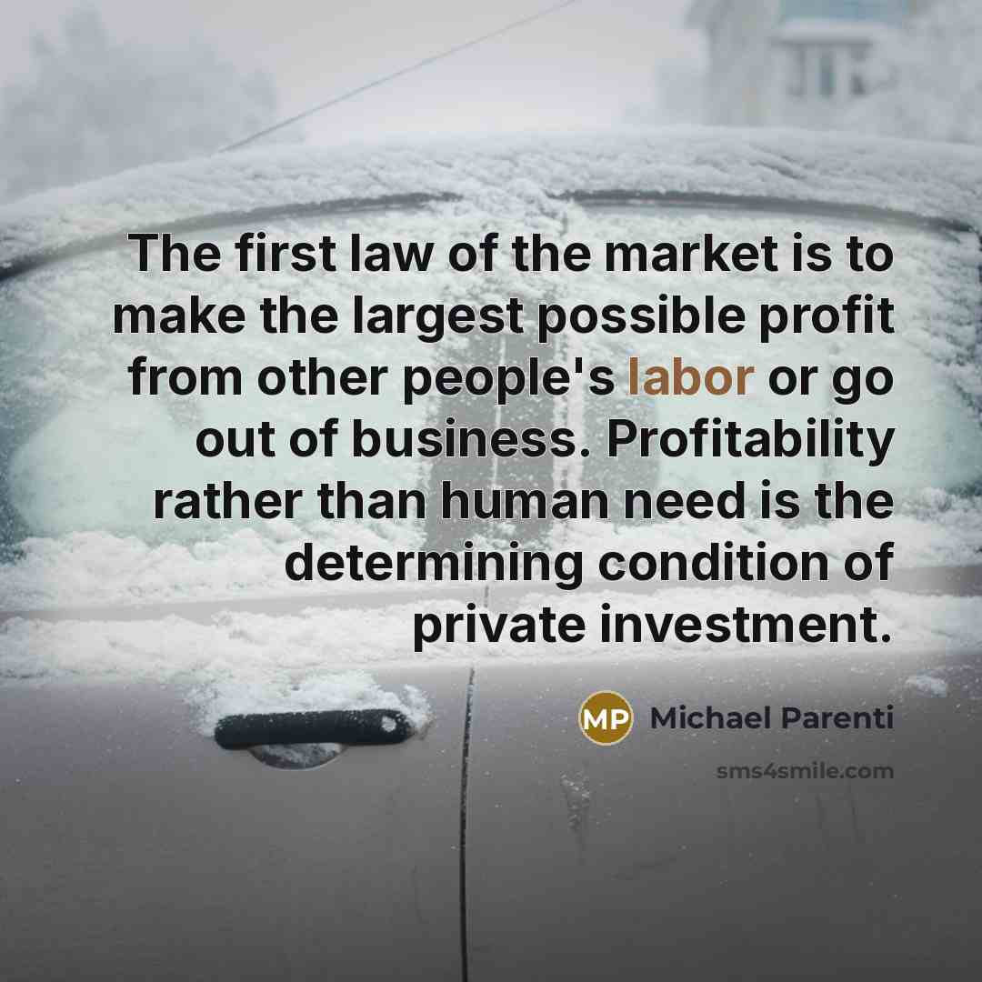 “The first law of the market is to make the…” quote by Michael Parenti