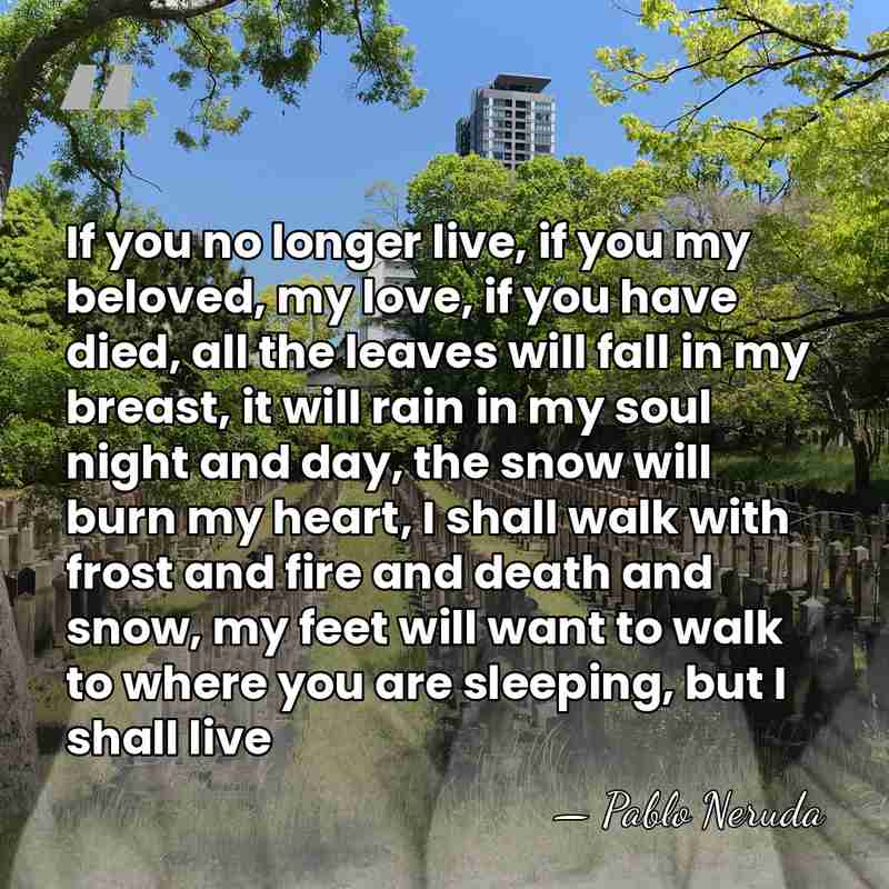 If you no longer live, if you my beloved, my love, if&hellip; - Pablo Neruda