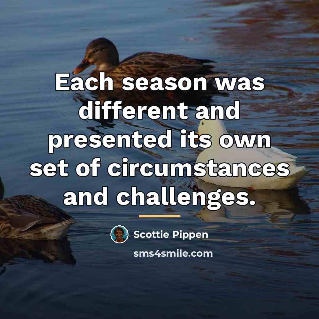 “Each season was different and presented its own set of…” quote by Scottie Pippen