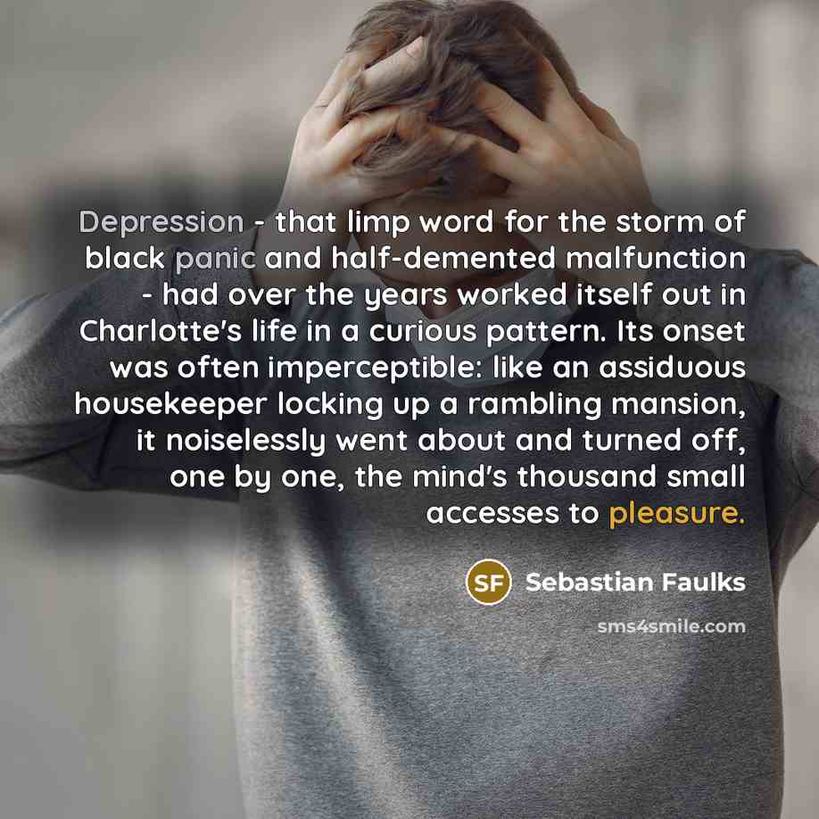 “Depression - that limp word for the storm of black…” quote by Sebastian Faulks