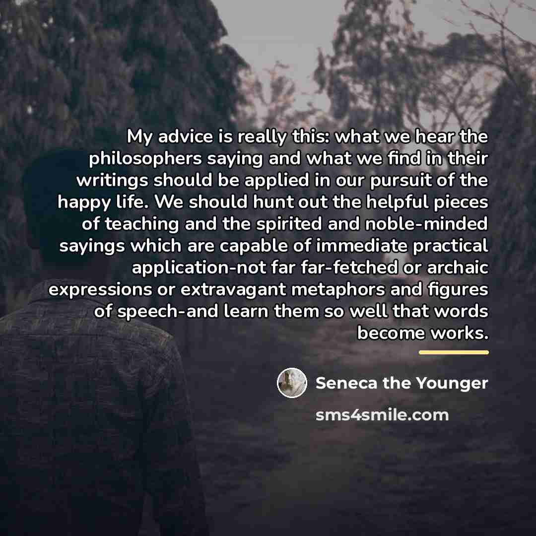 “My advice is really this: what we hear the philosophers…” quote by Seneca the Younger