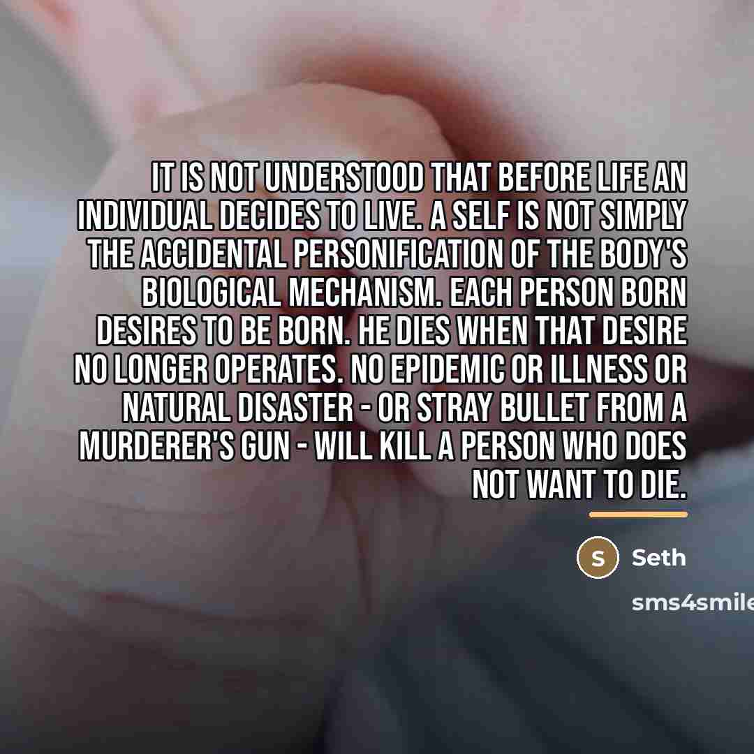 “It is not understood that before life an individual decides…” quote by Seth