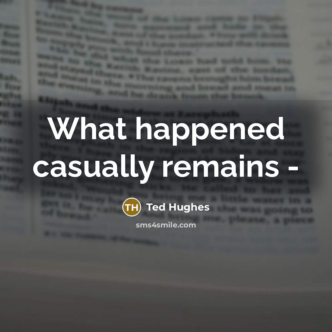 “What happened casually remains -…” quote by Ted Hughes