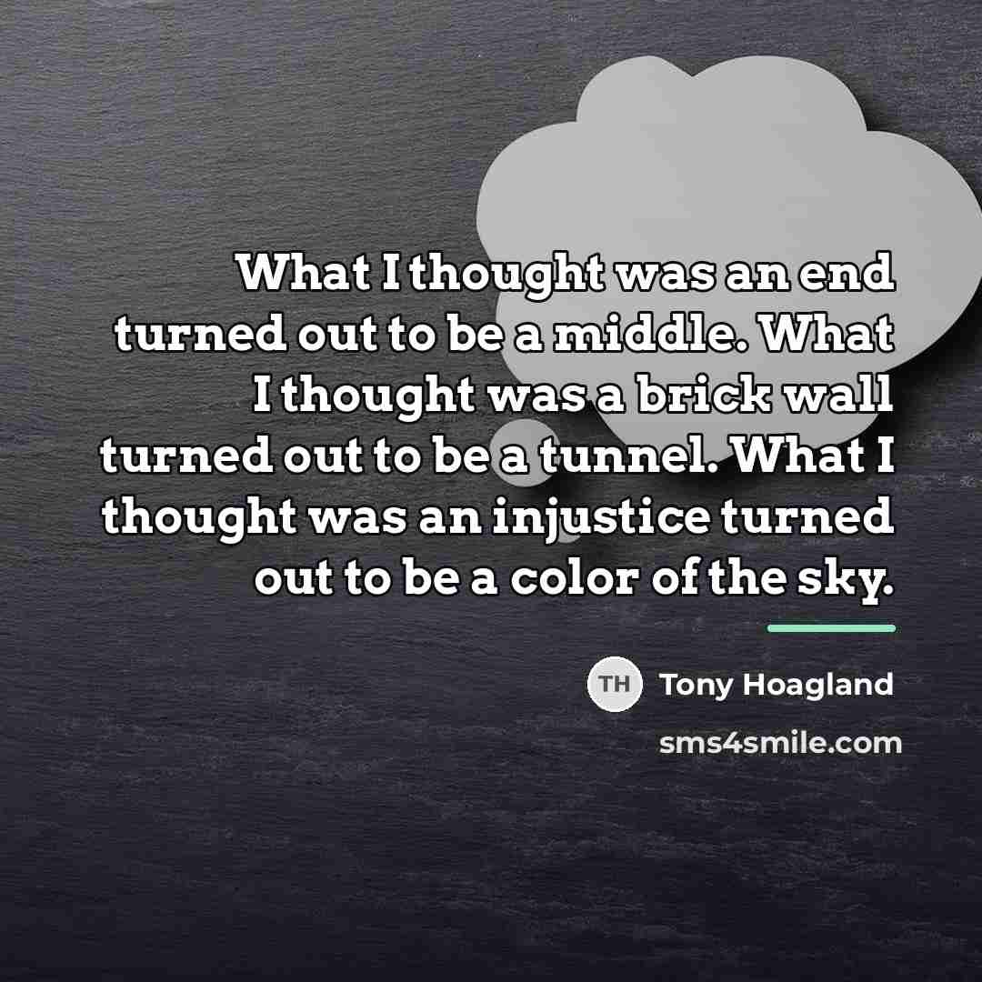 “What I thought was an end turned out to be…” quote by Tony Hoagland