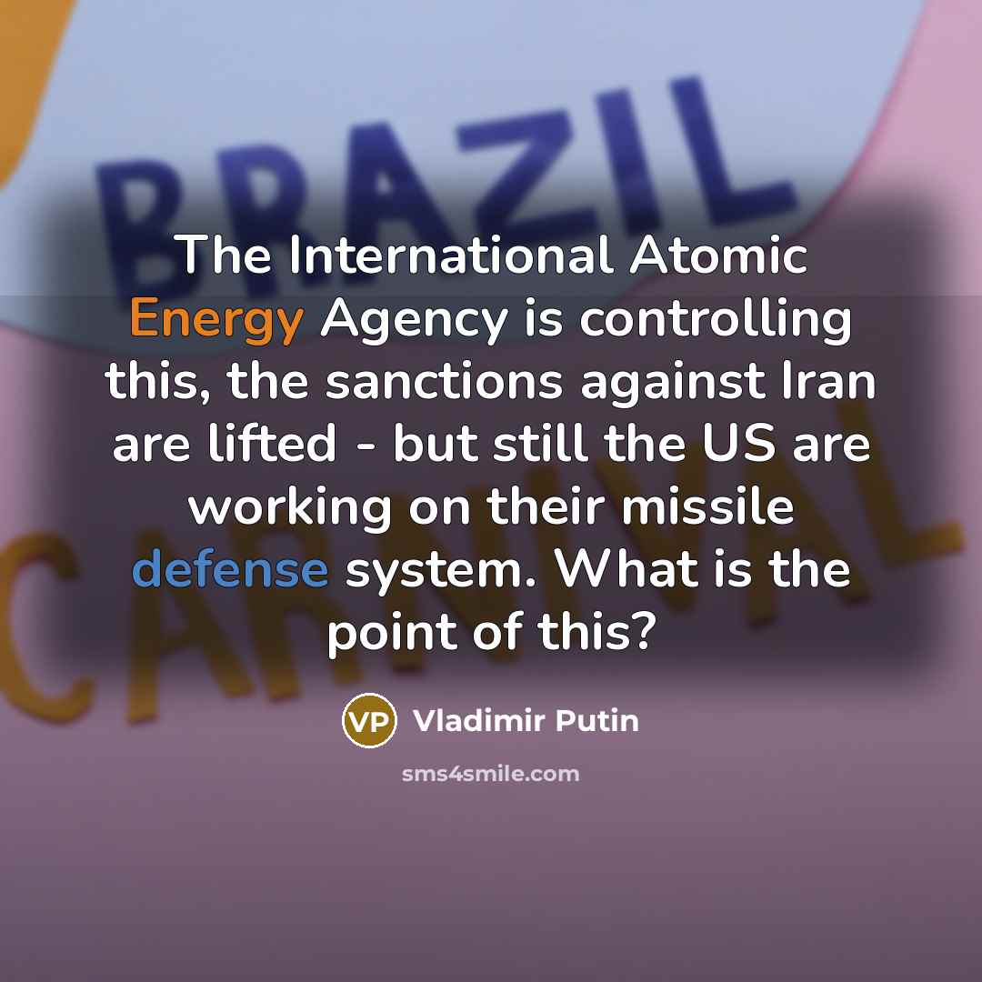 “The International Atomic Energy Agency is controlling this, the sanctions…” quote by Vladimir Putin