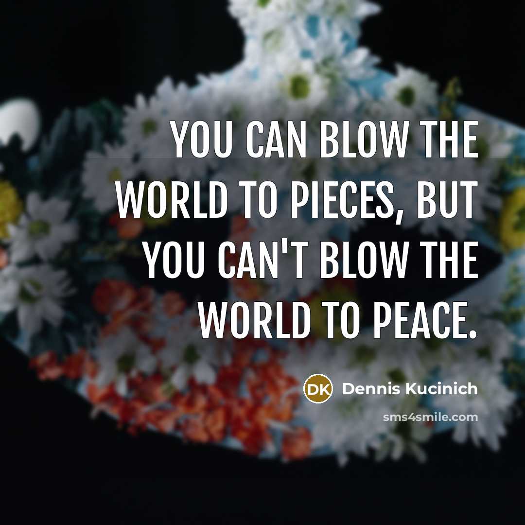 “You can blow the world to pieces, but you can't…” quote by Dennis Kucinich