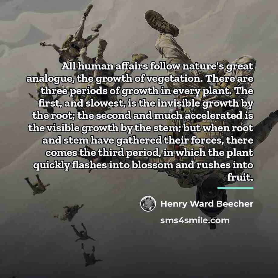 “All human affairs follow nature's great analogue, the growth of…” quote by Henry Ward Beecher