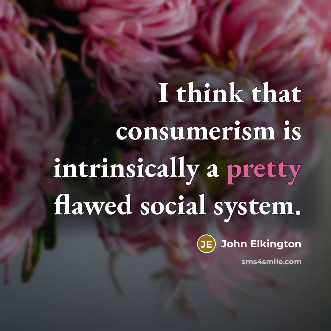 “I think that consumerism is intrinsically a pretty flawed social…” quote by John Elkington