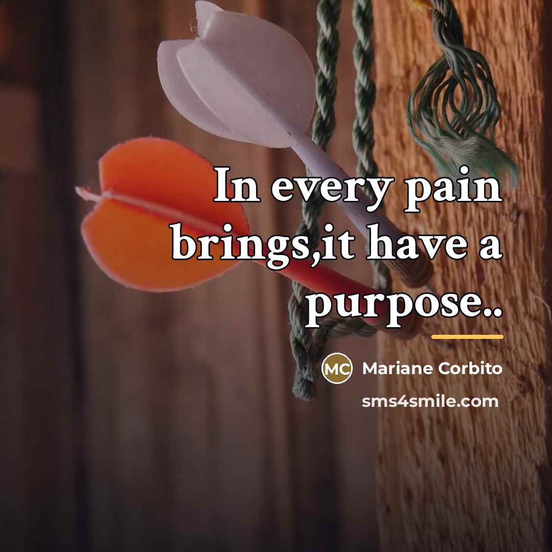 “In every pain brings,it have a purpose..…” quote by Mariane Corbito