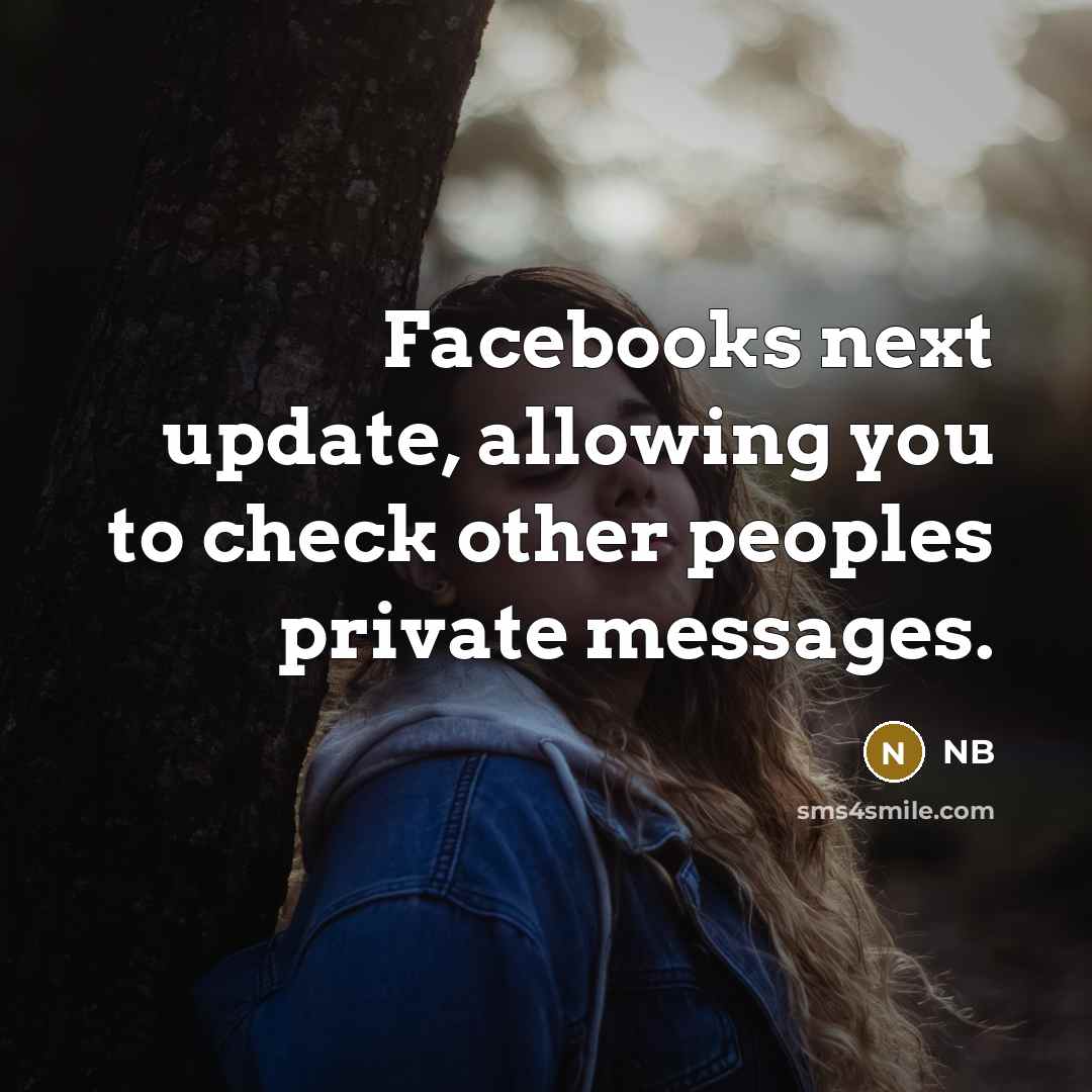 “Facebooks next update, allowing you to check other peoples private…” quote by NB