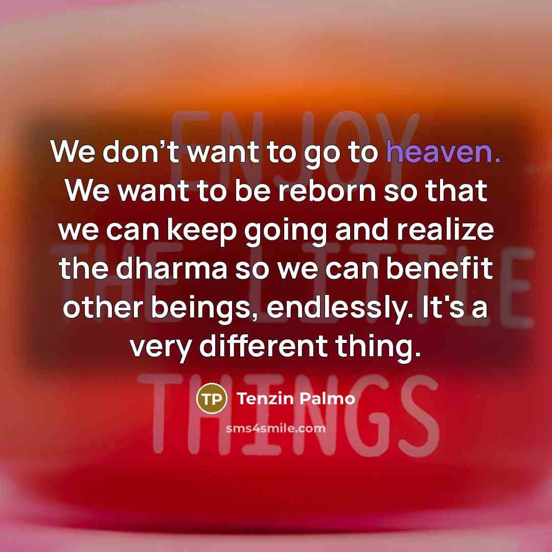“We don't want to go to heaven. We want to…” quote by Tenzin Palmo