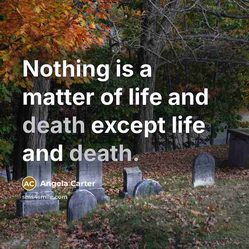 “Nothing is a matter of life and death except life…” quote by Angela Carter
