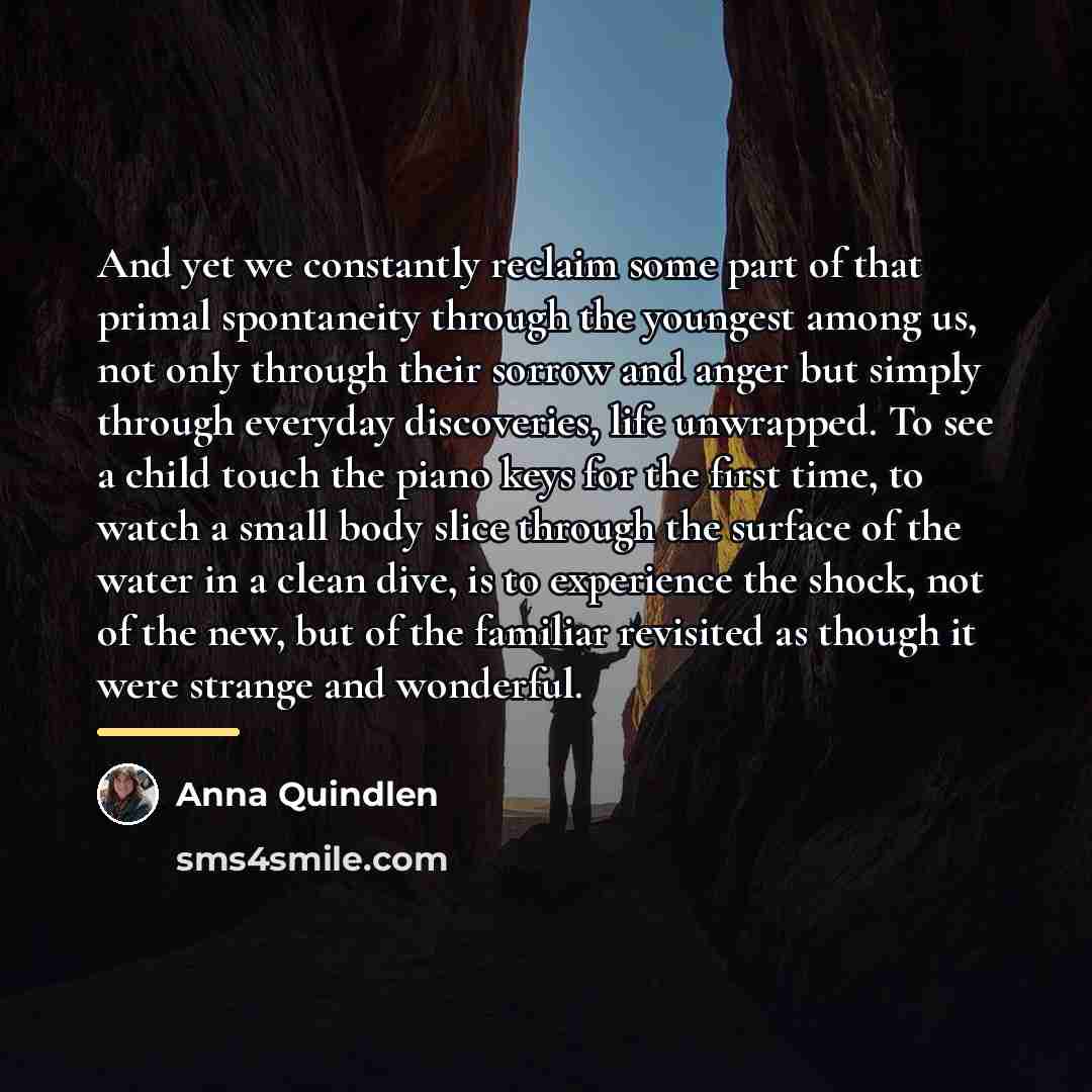 “And yet we constantly reclaim some part of that primal…” quote by Anna Quindlen