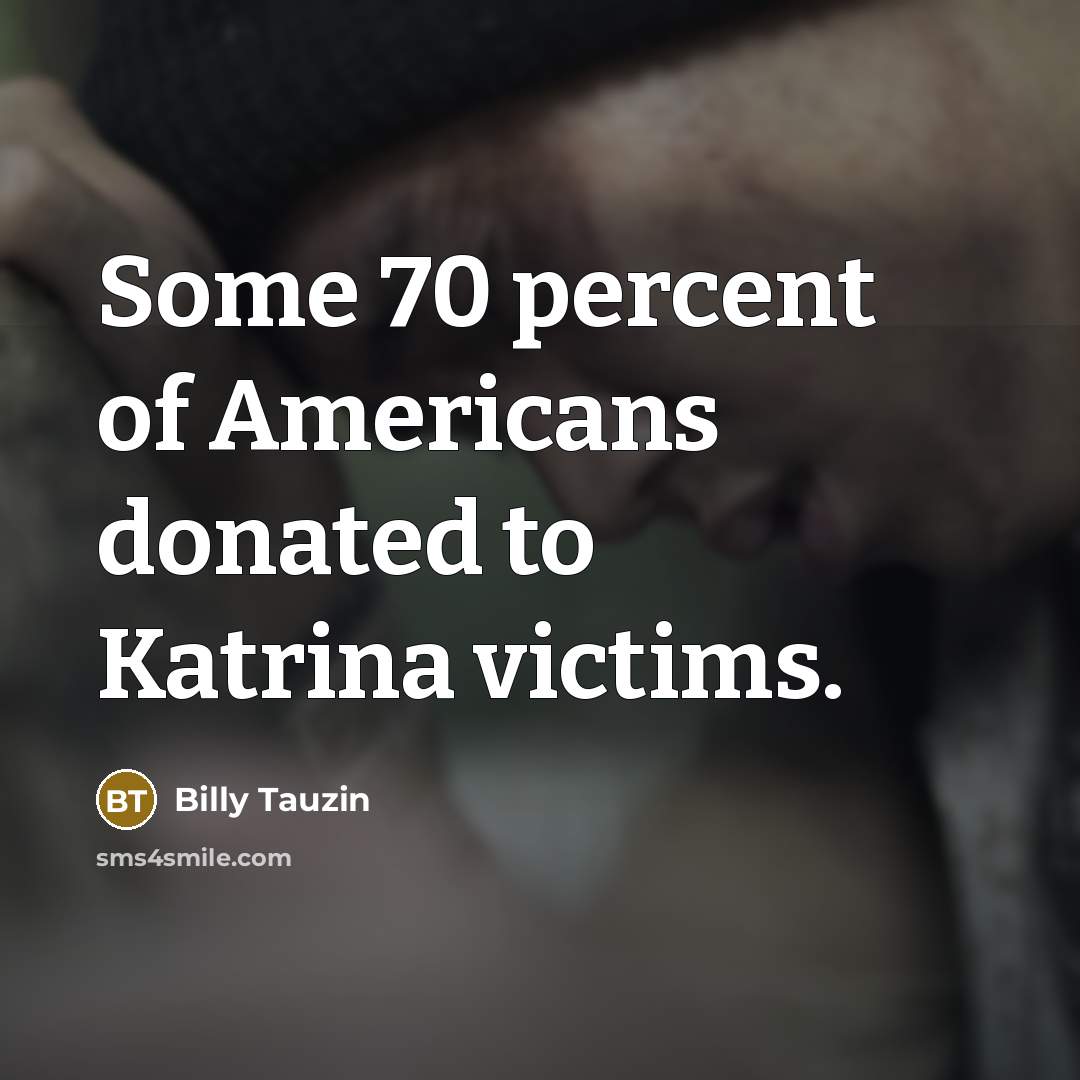 “Some 70 percent of Americans donated to Katrina victims.…” quote by Billy Tauzin