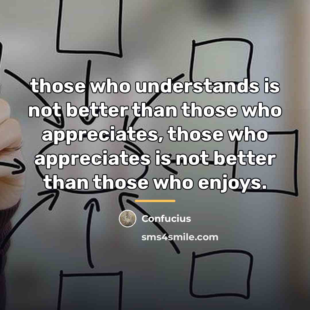 “those who understands is not better than those who appreciates,…” quote by Confucius