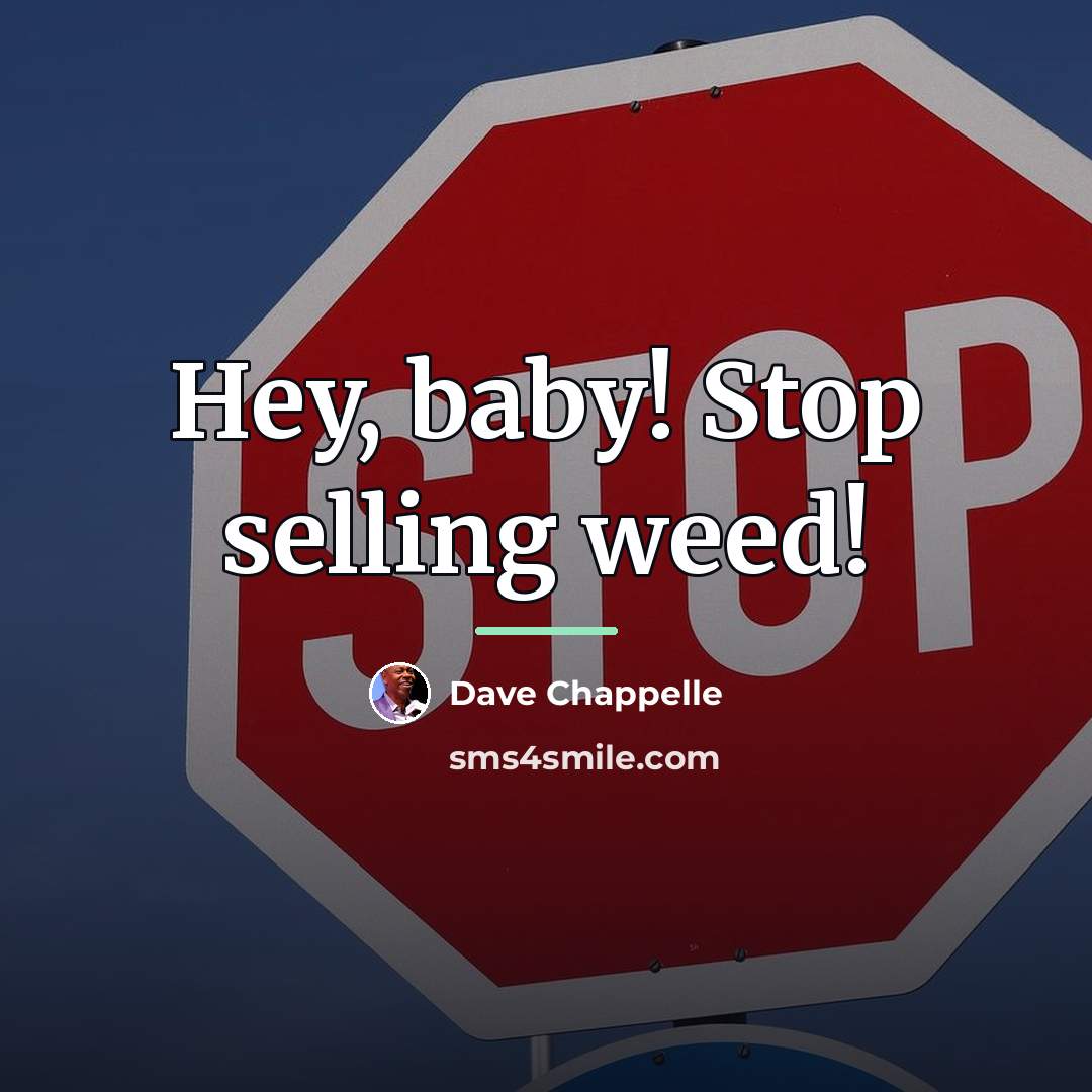 “Hey, baby! Stop selling weed!…” quote by Dave Chappelle