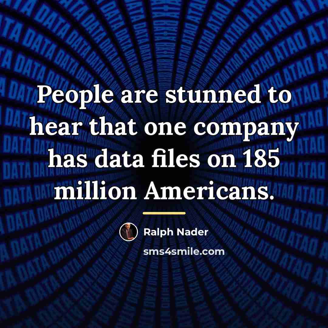 “People are stunned to hear that one company has data…” quote by Ralph Nader
