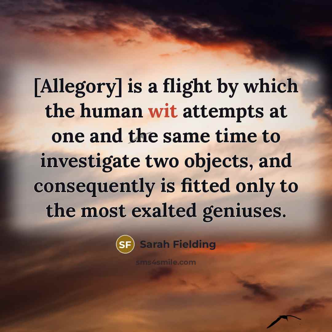“[Allegory] is a flight by which the human wit attempts…” quote by Sarah Fielding