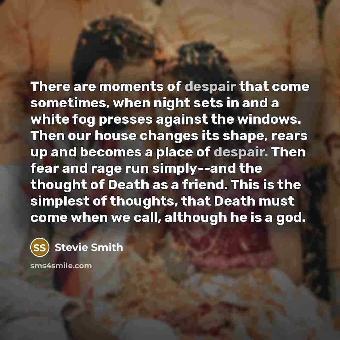 “There are moments of despair that come sometimes, when night…” quote by Stevie Smith
