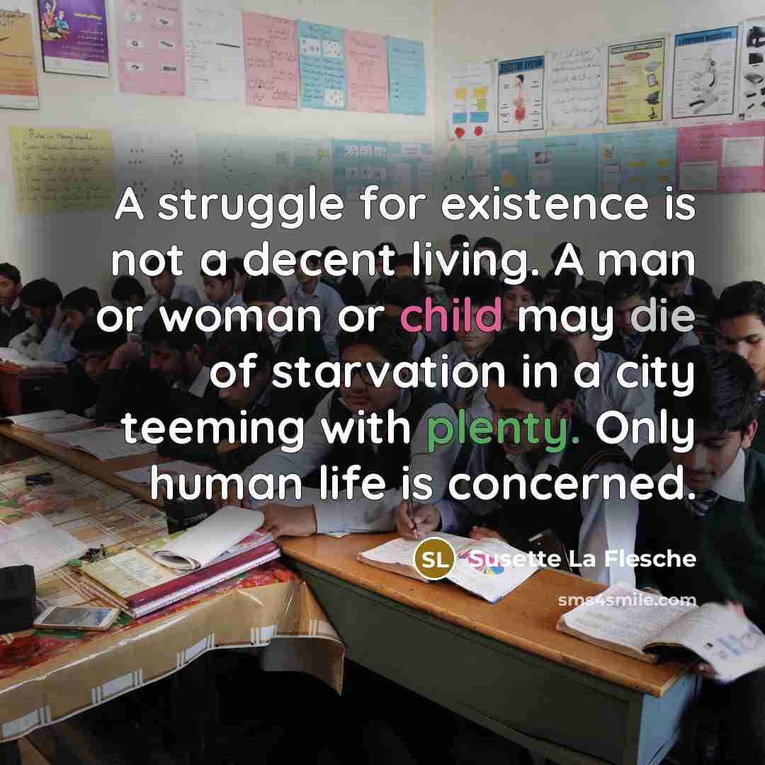 “A struggle for existence is not a decent living. A…” quote by Susette La Flesche