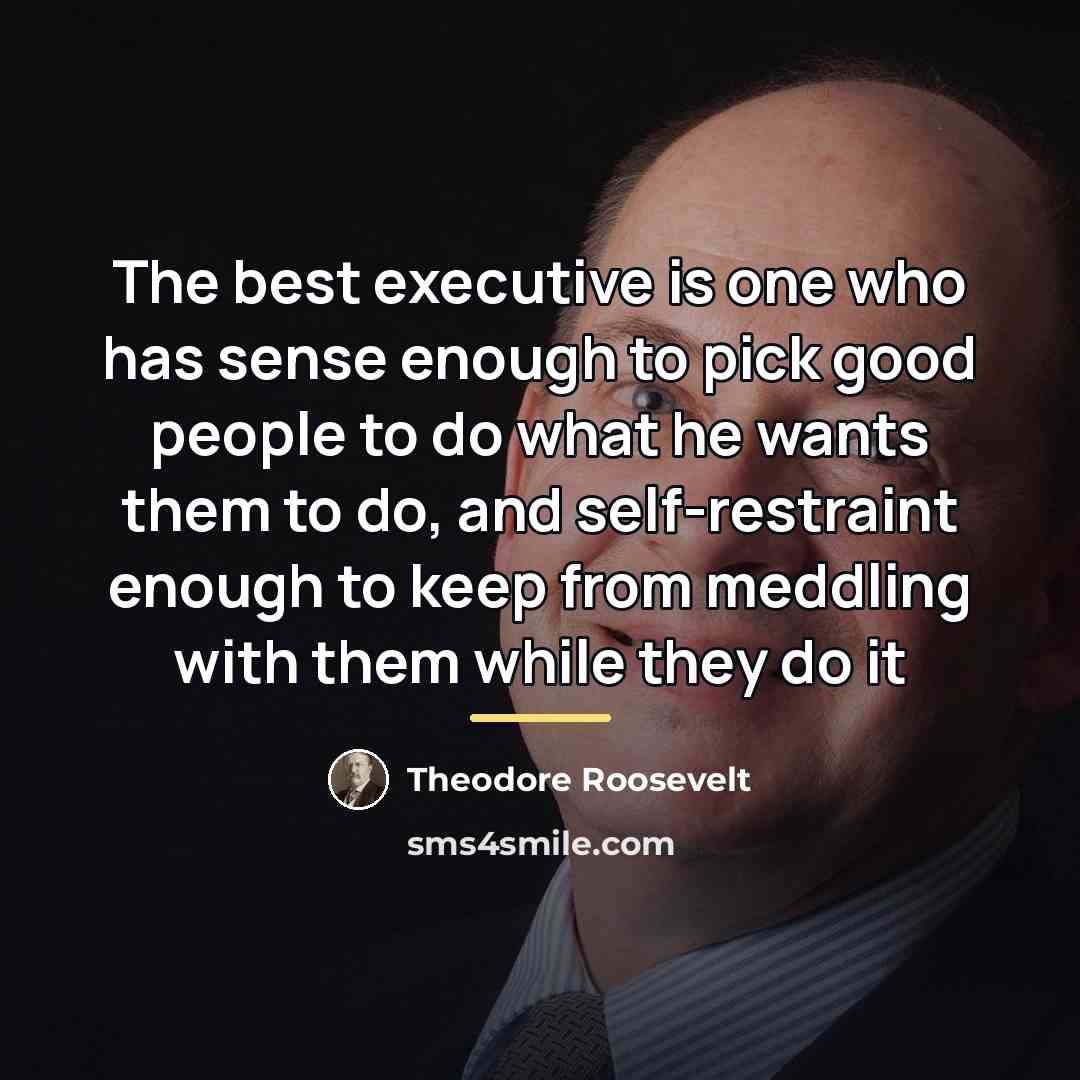 “The best executive is one who has sense enough to…” quote by Theodore Roosevelt