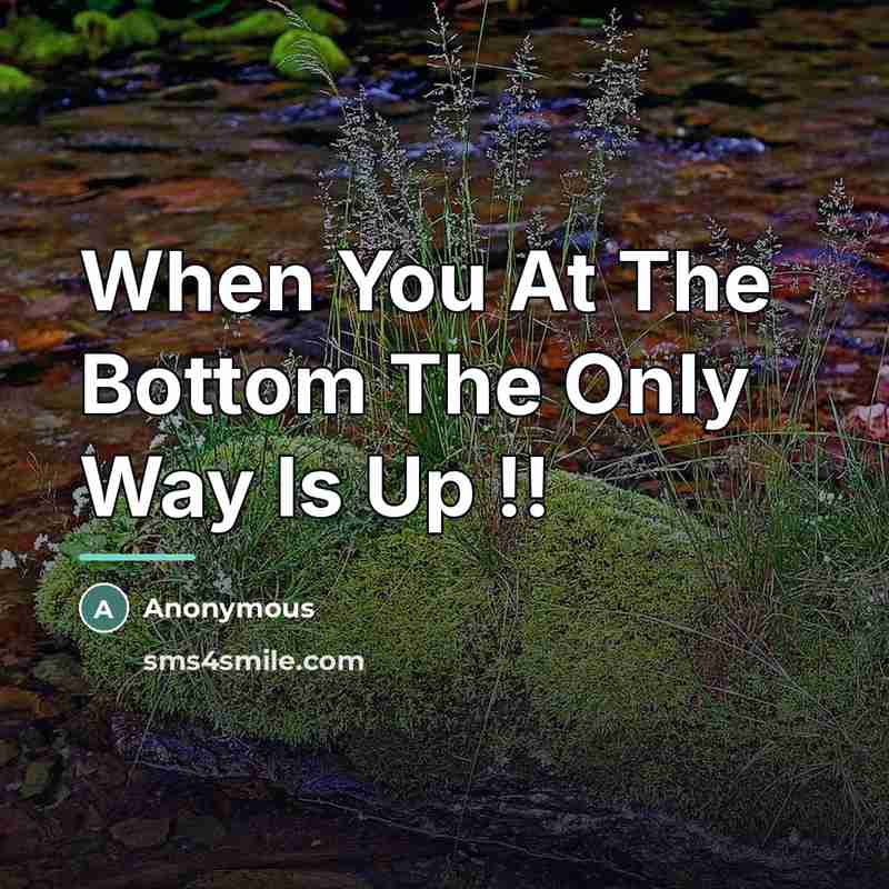 “When You At The Bottom The Only Way Is Up…” quote by Anonymous