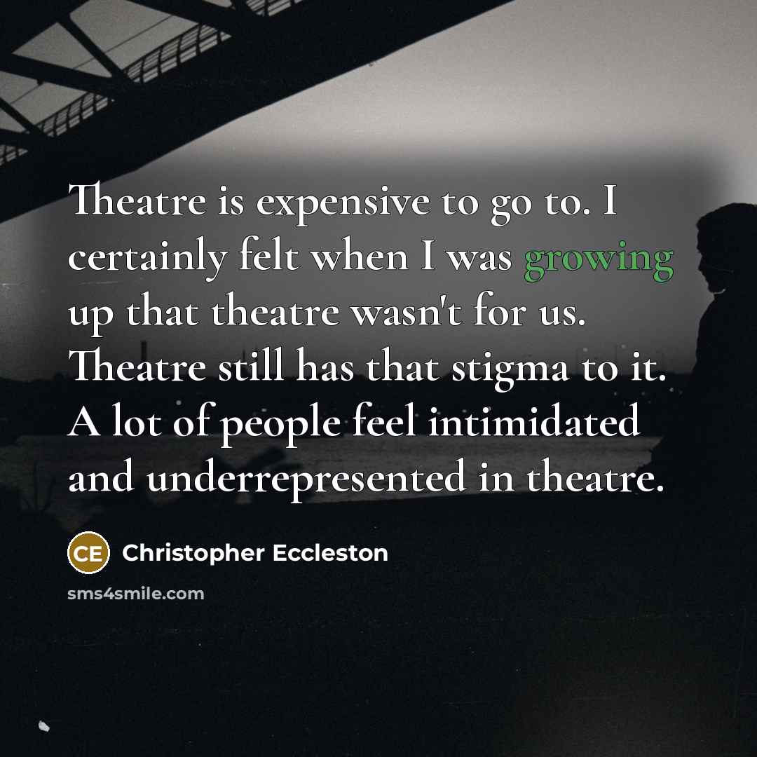 “Theatre is expensive to go to. I certainly felt when…” quote by Christopher Eccleston