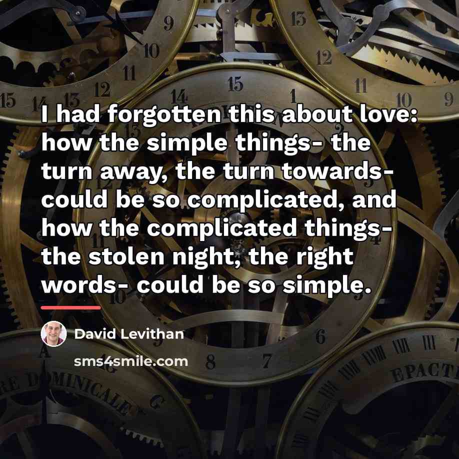 “I had forgotten this about love: how the simple things-…” quote by David Levithan