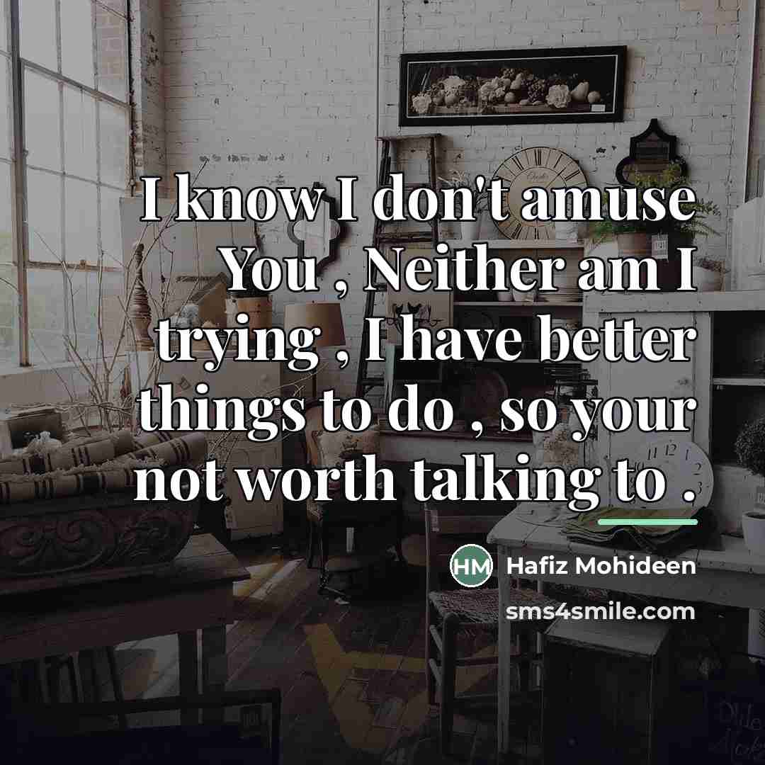 “I know I don't amuse You , Neither am I…” quote by Hafiz Mohideen
