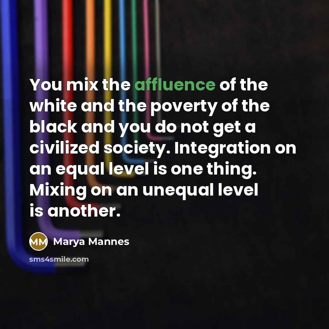 “You mix the affluence of the white and the poverty…” quote by Marya Mannes