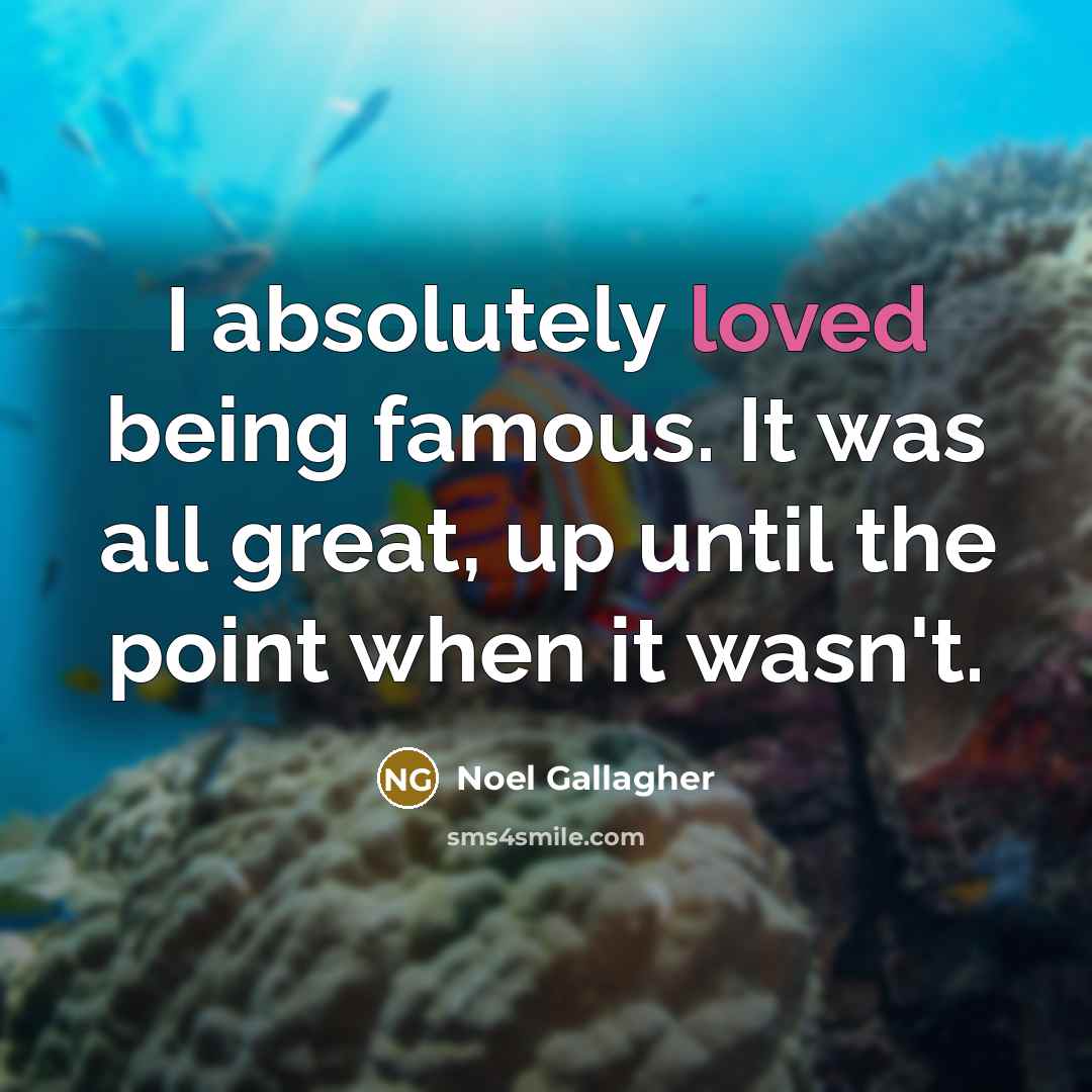 “I absolutely loved being famous. It was all great, up…” quote by Noel Gallagher