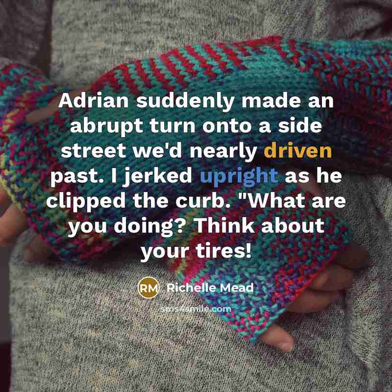 “Adrian suddenly made an abrupt turn onto a side street…” quote by Richelle Mead